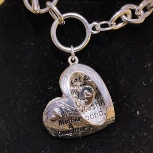 Silver Heart Mother & Daughter Bracelet